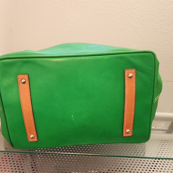 Dooney & Bourke Leather Tote White Green Tan Colorblock Shoulder Bag - Picture 6 of 15